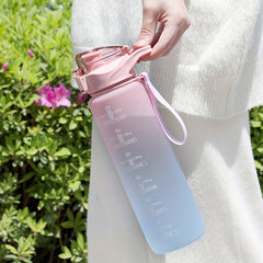 Gradient Water Bottle With Time Marker Portable Lightweight Drinking Cup