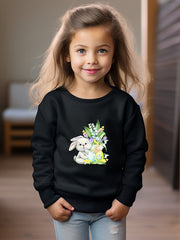 OERYUI Bunny Beside Flowers Graphic Sweatshirt for Girls Boys