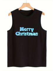 Christmas Print Tank Top Loose Basic