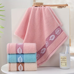 3pcs Leaf Pattern Hand Towel Soft Coral Fleece Quick Drying Absorbent Towel