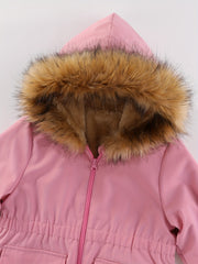 Toddler Girls Warm Fleece Lined Zip Jacket Coat With Pocket