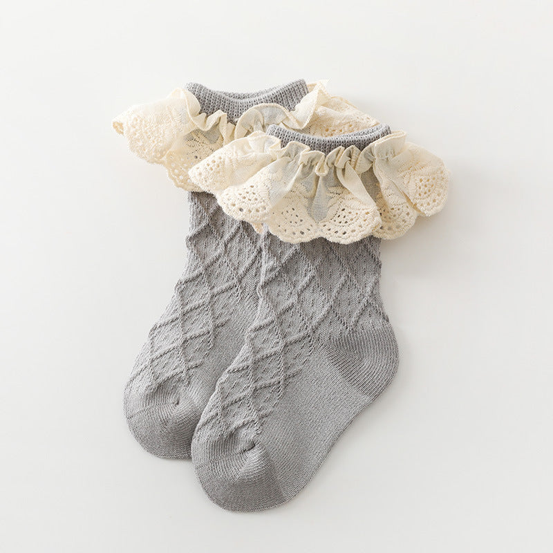 Baby Girls Ruffle Lace Dance Socks