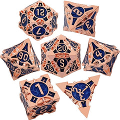 Metal Dice Set 7 Die Polyhedral Gift Box Golden Number