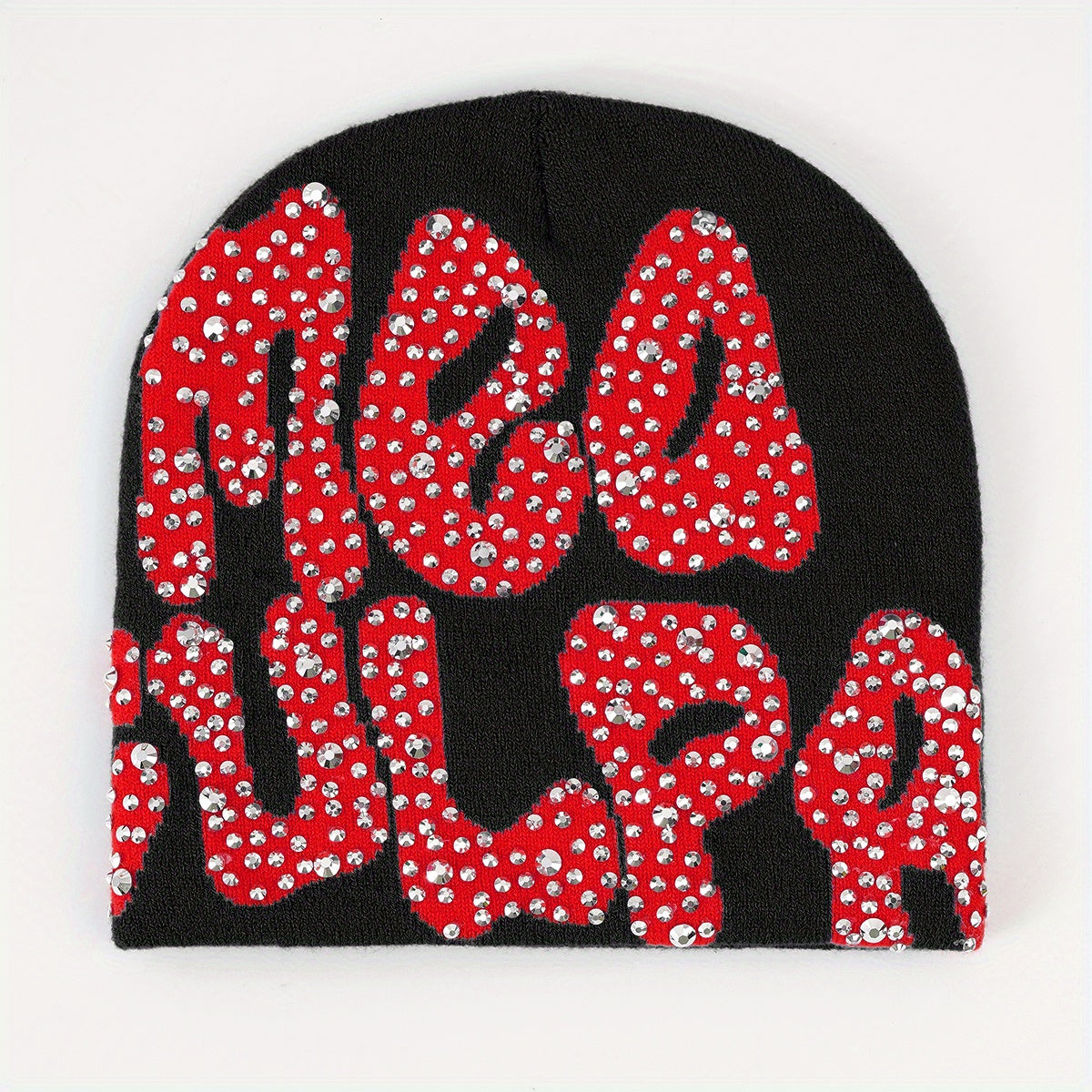 Y2K Rhinestone Decor Candy Skull Cap Hip Hop Knit Hat
