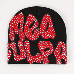 Y2K Rhinestone Decor Candy Skull Cap Hip Hop Knit Hat