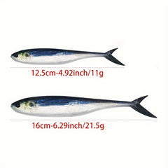 2pcs 12 Scissor Tail Fishing Lure 3D Printing Soft Bait Bionic Sea Fishing Bait
