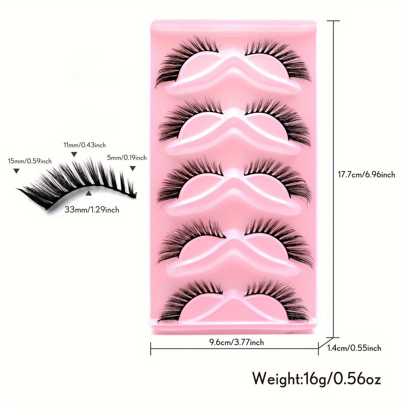 5 Pairs Fox Eye False Eyelashes Natural Volume Curling Makeup Lash Extension
