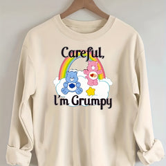 Bear Print Sweatshirt Crew Neck for Fall & Winter