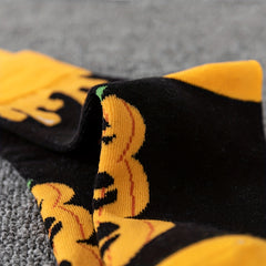 5 Pairs Skull & Bat Print Halloween Crew Socks Women's Stockings