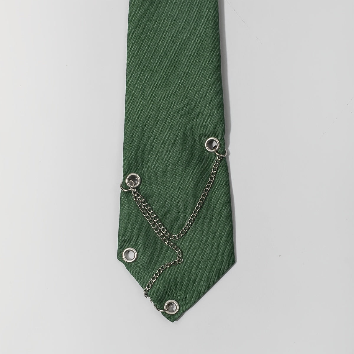 Green Decorative Tie With Chain For Men Unisex Casual Tie