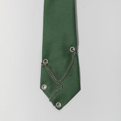 Green Decorative Tie With Chain For Men Unisex Casual Tie