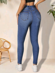 Water Ripple Embossed Skinny Jeans Women's Denim Jeans