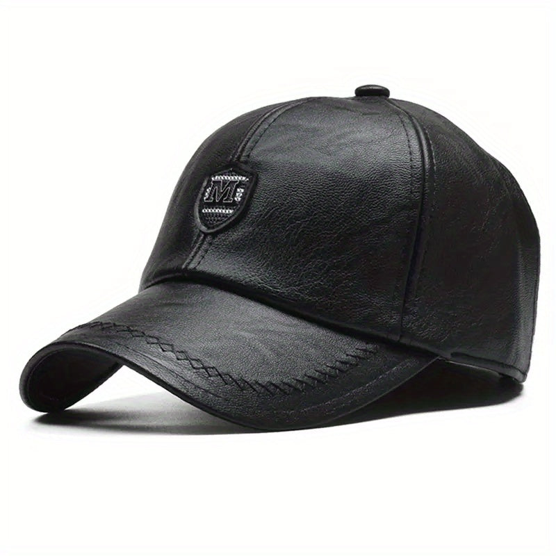 Men's British PU Leather Baseball Cap Adjustable Breathable Hat