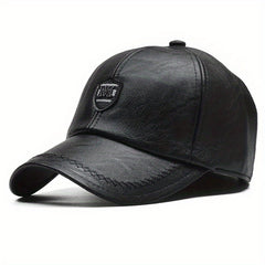 Men's British PU Leather Baseball Cap Adjustable Breathable Hat