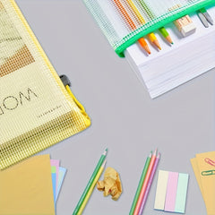 50pcs B6 Classic Office Supplies Paper Storage Mesh Zipper Bag