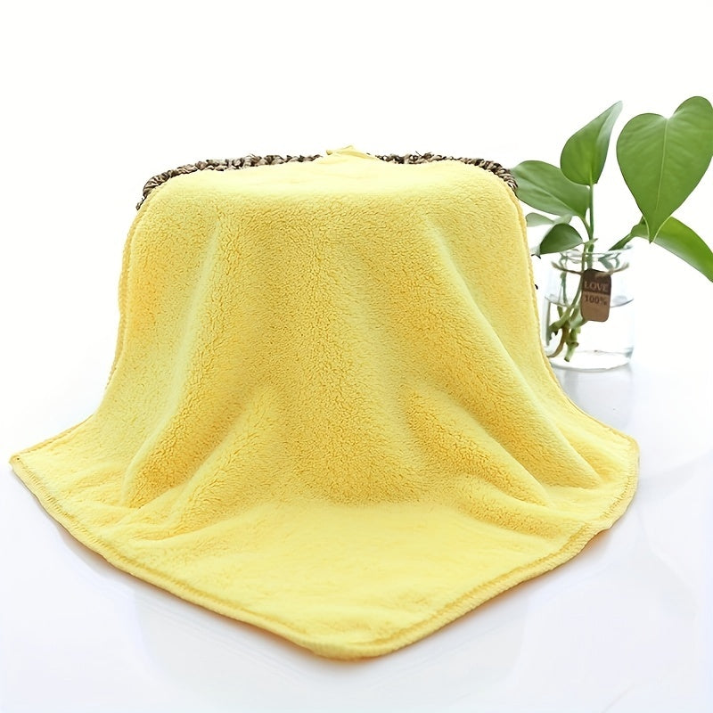 1pc Coral Fleece Washcloth Solid Cleaning Cloth Plain Rag Soft Absorbent Towel