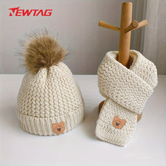 Kids Hat and Scarf Set, Warm Knitted Winter Hat and Neck Warmer