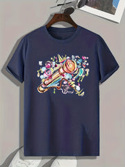 Microphone Print Men's Graphic T-Shirt for Summer