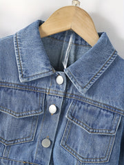 Girl's Denim 2pcs Jacket & Shorts Set Street Style Casual Outfits