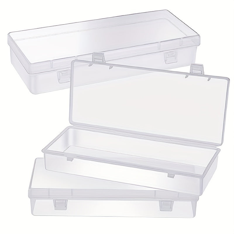 6pcs Plastic Storage Box Hinged Cover Transparent Container Beading Crafts
