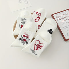Girls Kids Heart Cupid Pattern Socks Cotton Crew Socks