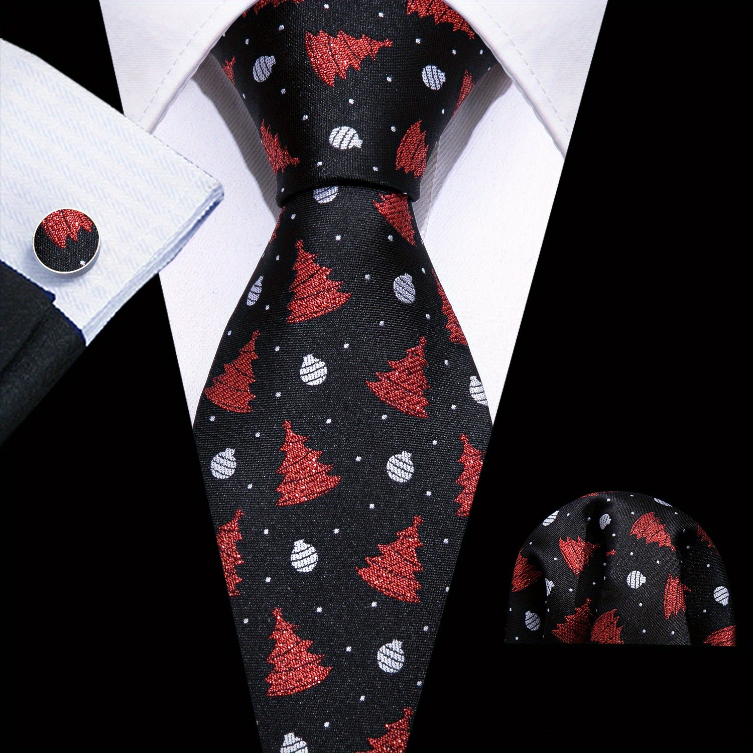 Barry Wang Men's Yellow Cartoon Jacquard Tie Set