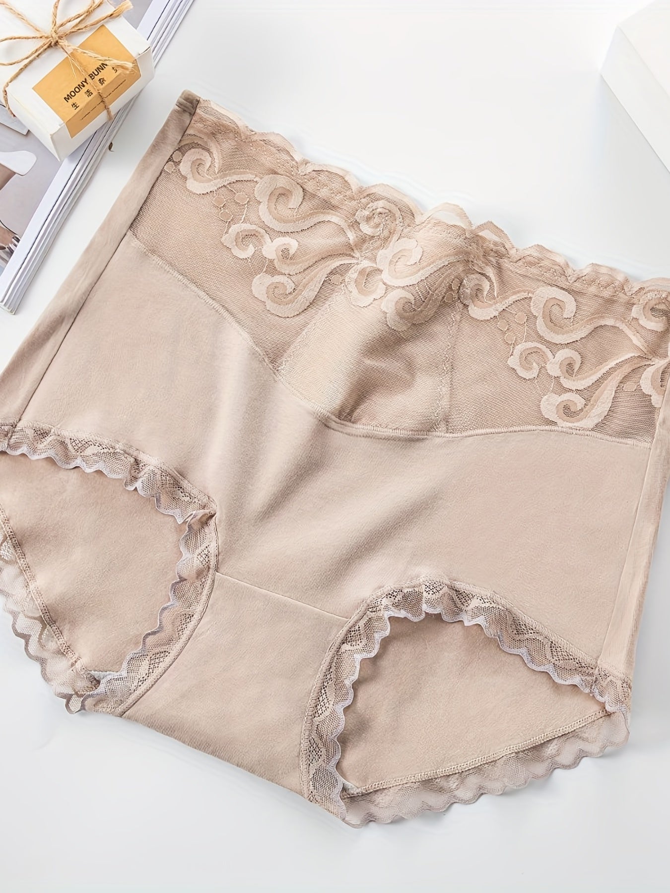 4pcs Contrast Lace Briefs Soft Intimates Panties Women's Lingerie
