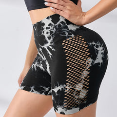 Tie Dye High Waist Yoga Sports Shorts for Women
