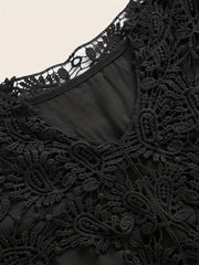 Casual Blouse Women's Plus Solid Contrast Lace Half Sleeve Top