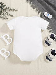 Baby's Striped Romper with Letter Graphics - Short Sleeve Onesie