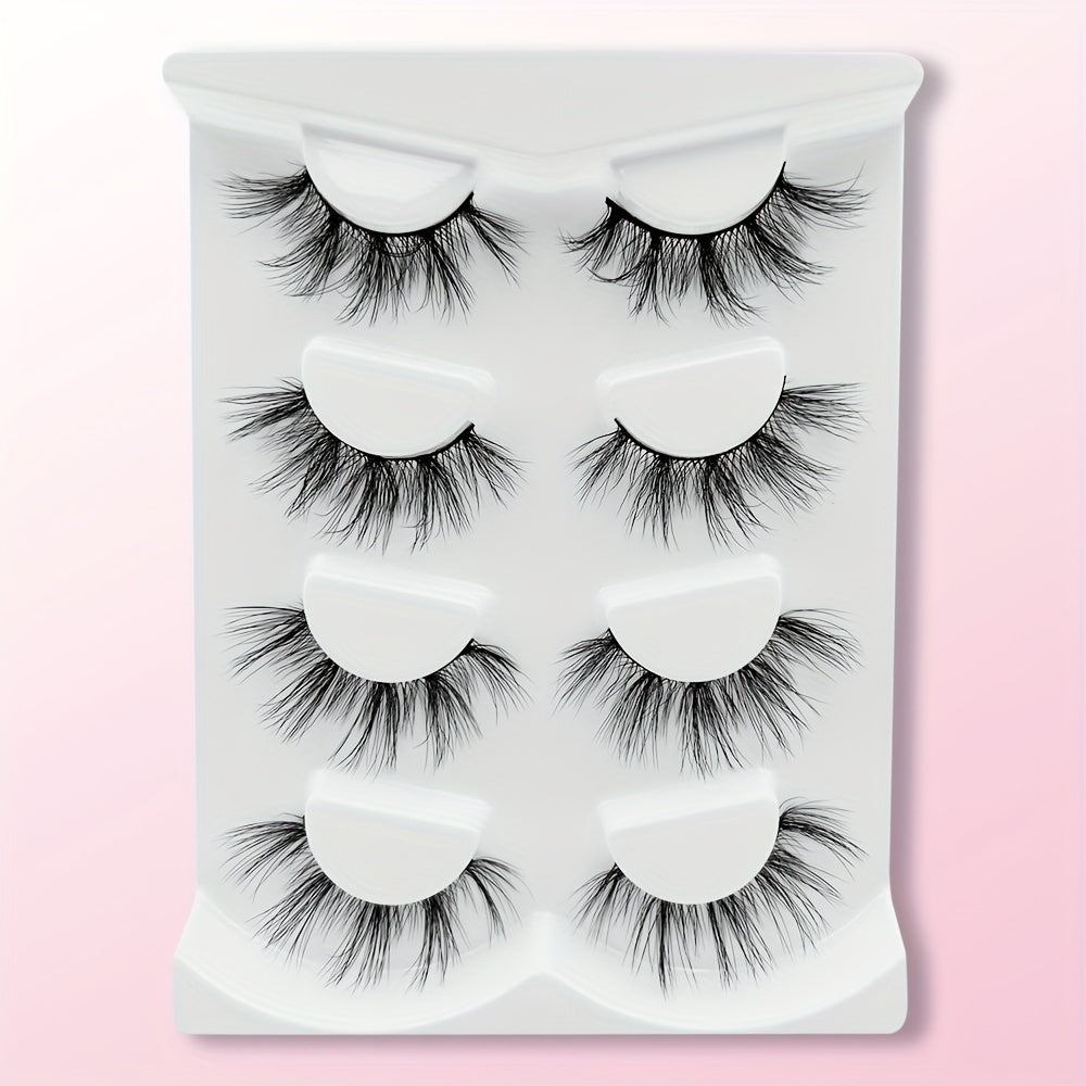 4 Pairs 3D Thick Mink False Eyelashes Natural Cross Messy Volume Lashes