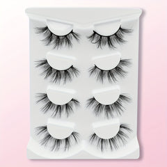 4 Pairs 3D Thick Mink False Eyelashes Natural Cross Messy Volume Lashes