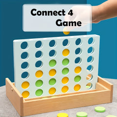 Wooden Connect 4 Classic Grid Row Game for 2 Players - Kids & Adults