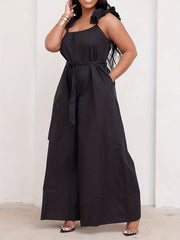 Ruffle Trim Wide Leg Jumpsuit