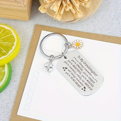 Stainless Steel Keychain Gift For Granddaughter From Grandfather Grandmother
