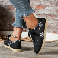 Floral Print Sneakers Lace Up Outdoor Shoes Lightweight Low Top