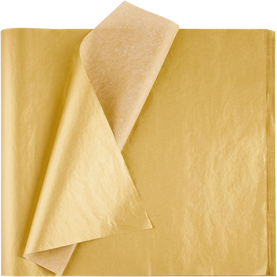 40 Metallic Golden Tissue Paper Sheets for DIY Crafts, Pack Bags, 49x53x69.85 cm