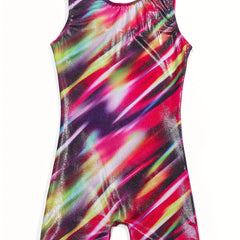 Girls Tie Dye Dancing Suit Stretchy Jumpsuit Romper Gymnastics Practice