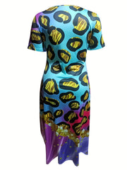 Plus Glitter Leopard Print Maxi Dress