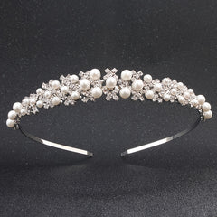 Faux Pearl Rhinestone Hairband Headband Princess Tiara
