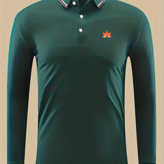 Maple Leaf Print Men's Lightweight Polo Shirt
