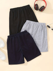 3pc Boys Solid Shorts for Summer Outdoor