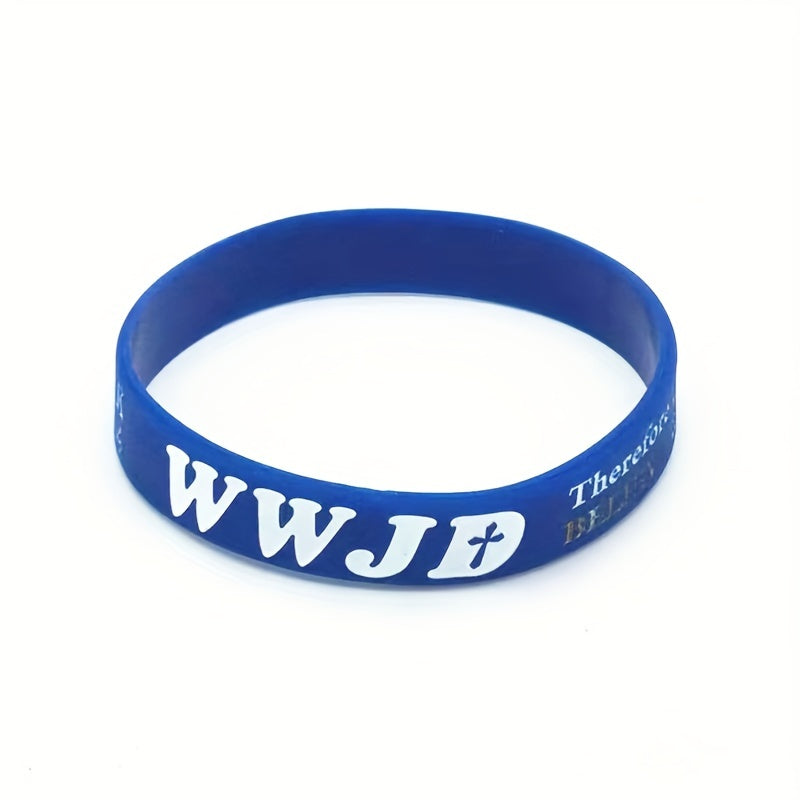 Christian WWJD Bible Verse Rubber Bracelet Silicone Wristband