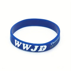 Christian WWJD Bible Verse Rubber Bracelet Silicone Wristband