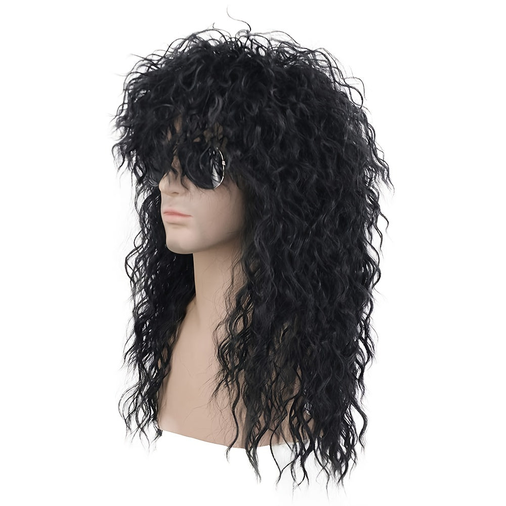 Men's Curly Rock Party Halloween Anime Dress Up Wig