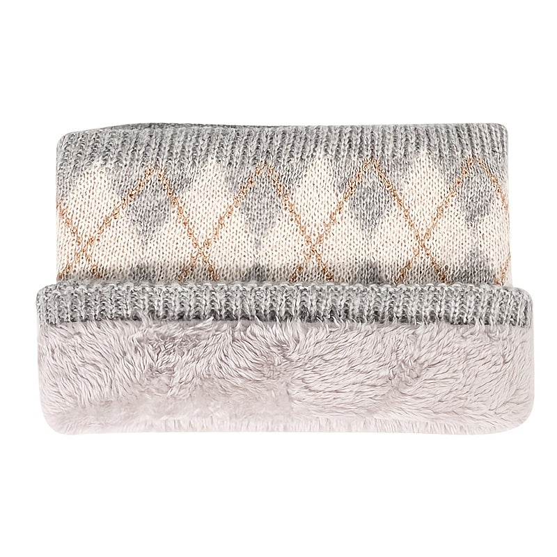 Jacquard Plaid Neck Scarf Ladies Winter Warm Neck Warmer Infinity Scarf