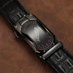 Stylish Men's Belt Black Leather Classic Buckle Casual Dress Waistband