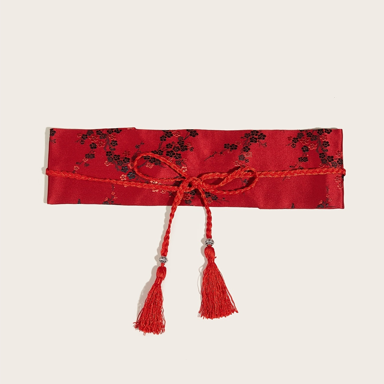 Red Waist Seal Floral Embroidery Belt Classic Dress Belt Accessories