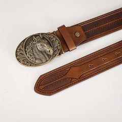 Retro Horse Pattern Buckle Belt For Men Denim Pants Jeans