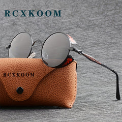 Vintage Metal Steampunk Sunglasses Polarized Round Frame Mens Womens